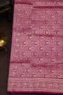 Banarasi Silk Rani Pink Saree With Florals And Leaves Jaal Border