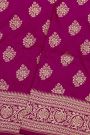 Banarasi Silk Rani Pink Saree With Florals And Leaves Jaal Border