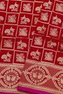 Banarasi Silk Red Saree With Swans And Florals Border
