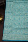 Banarasi Silk Sky Blue Saree With Florals And Leaves Jaal Border