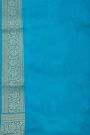Banarasi Silk Sky Blue Saree With Florals And Leaves Jaal Border
