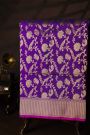 Banarasi Silk Purple Saree With Zig-Zag Lines Border