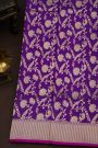 Banarasi Silk Purple Saree With Zig-Zag Lines Border