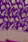 Banarasi Silk Purple Saree With Zig-Zag Lines Border