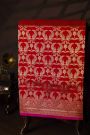 Banarasi Silk Red Saree With Florals And Leaves With Birds Body
