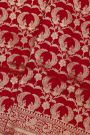 Banarasi Silk Red Saree With Florals And Leaves With Birds Body