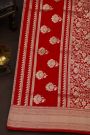 Banarasi Silk Red Saree With All Over Animal Theme Body