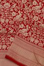 Banarasi Silk Red Saree With All Over Animal Theme Body