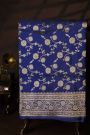 Banarasi Silk Royal Blue Saree With Floral And Leaf Jaal Body