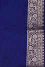 Banarasi Silk Royal Blue Saree With Floral And Leaf Jaal Body