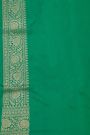 Banarasi Silk Sea Green Saree With Floral And Leaf Jaal Body