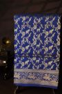 Banarasi Silk Royal Blue Saree With Florals And Animal Border