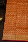 Banarasi Silk Orange Saree With Florals And Birds Body