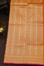 Banarasi Silk Orange Saree With Florals And Birds Body