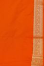 Banarasi Silk Orange Saree With Florals And Birds Body