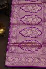 Banarasi Silk Violet Saree With Florals And Leaves Jaal Border