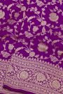 Banarasi Silk Violet Saree With Florals And Leaves Jaal Border
