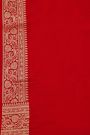 Banarasi Silk Red Saree With Florals And Leaves Jaal Border