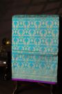 Banarasi Silk Sky Blue Saree With Floral And Bird Body
