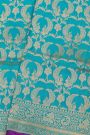 Banarasi Silk Sky Blue Saree With Floral And Bird Body