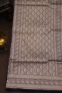 Banarasi Silk Dark Violet Saree With Floral And Animal Body