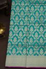 Banarasi Silk Sea Green Saree With Floral And Bird Body