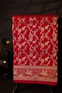 Banarasi Silk Red Saree With Birds And Women Motifs Border