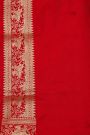 Banarasi Silk Red Saree With Birds And Women Motifs Border