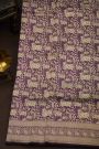 Banarasi Silk Beige Saree With All Over Jaal Cows And Crowns Body