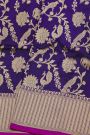Banarasi Silk Violet Saree With Zig-Zag Lines In Zari Border