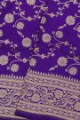 Banarasi Silk Purple Saree With Florals And Leaves In Jaal Border