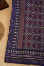 Patola Silk Navy Blue Saree With Florals And Leaves Body