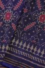 Patola Silk Navy Blue Saree With Florals And Leaves Body