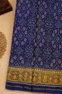 Patola Silk Royal Blue Saree With Florals And Leaves Jaal Border