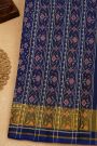 Patola Silk Royal Blue Saree With Florals And Leaves Jaal Border