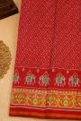 Patola Silk Red Saree With Floral Buttis In Cross Checks Body