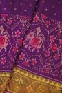 Patola Silk Violet Saree With Florals And Elephants Body