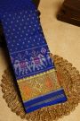 Patola Silk Royal Blue Saree With Florals And Elephants Body