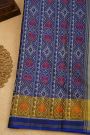 Patola Silk Royal Blue Saree With Florals And Elephants Body