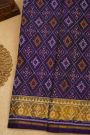 Patola Silk Navy Blue Saree With Florals And Leaves Jaal Border
