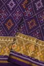 Patola Silk Navy Blue Saree With Florals And Leaves Jaal Border