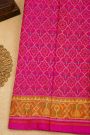 Patola Silk Pink Saree With Floral Buttis In Cross Checks Body