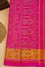 Patola Silk Pink Saree With Floral Buttis In Cross Checks Body