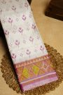 Patola Silk Off White Saree With Florals And Leaves Jaal Border