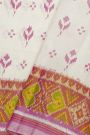 Patola Silk Off White Saree With Florals And Leaves Jaal Border