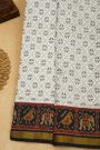 Patola Silk Off White Saree With Buttis In Cross Checks Body