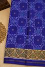 Patola Silk Royal Blue Saree With Florals In Curvy Shapes Body