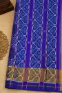 Patola Silk Royal Blue Saree With Florals In Curvy Shapes Body