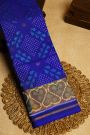 Patola Silk Royal Blue Saree With Florals And Buttis Body