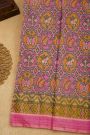 Patola Silk Baby Pink Saree With Florals And Animals In Circles Body